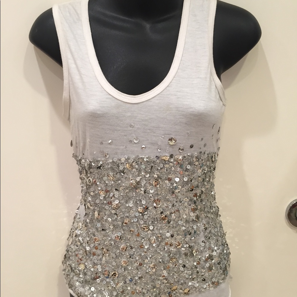 Robert Rodriguez beaded silver tank top sz S